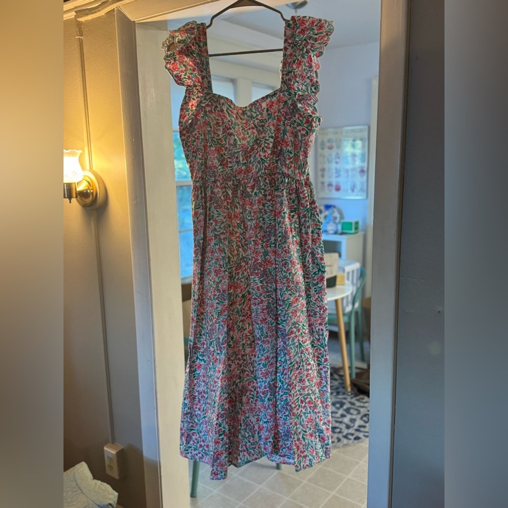 JCREW Floral Flutter Strap Dress